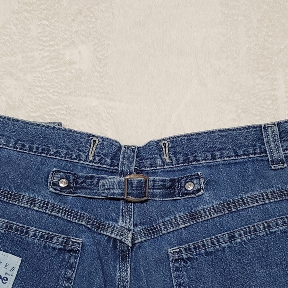 VINTAGE 90s Lee Riveted Dark Wash Wide Leg High Rise Skater Loose Fit Jeans - Picture 11 of 13